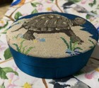 Silk Oval Turtle Memento Box    Petti Point Turtle Design Entire Top  Prchina   