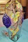 Vintage Wine Glass Bottle Handmade And Painted With Relief Grapes Vine 55oz 13 