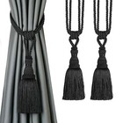  Curtain Tiebacks Tassel Drapery Tie-backs Rope Handmade Holdbacks 2 Pack Black