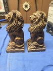 Vintage Lion Bookends 7    Aged Bronze copper Look Finish Heavy Resin Set Of 2
