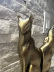 1986 Sarsaparilla Vintage Brass Cat Book Ends Art Deco Style Sitting Cats Set