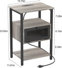 Heavy Duty Nightstand With Charging Station drawer Bedroom Side End Beside Table