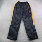 Vintage Starter Pants Boys Large Black Yellow Track Lined Windbreaker Swishy