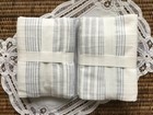 Pottery Barn Hawthorn Stripe 2  two  King Cotton Shams White   Blue New With Tag