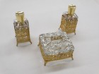 Vintage Hollywood Regency Style Ormolu Filigree Gold Gilt Vanity Set