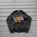 Vintage 80s 90s Apple Computers Sweatshirt Men   s Large Black Rainbow Spellout