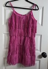 Mainstrip Pink Vegan Suede Fringe Mini Dress Sz S Beaded Festival Cowgirl Nwt