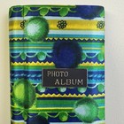 Vintage Fold Out Photo Album Green Yellow Blue Fabric Holds 48 Photos Retro