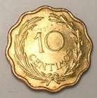 1953 Paraguay Paraguayan 10 Centimos Lion Scalloped Coin Xf