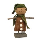 New Primitive Snowman Doll Isabella  Christmas 8 lx6 wx2 d Stained Winter Rustic