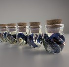 Lot 3 Cracked Hand Blown Art Glass Mini Bottle Jar Cork Stopper Aventurine Swirl