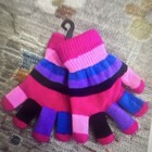 Girls Striped Knit Acrylic Gloves  Multicolor One Size Fingerless Style