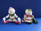 Rare Pair Of Vintage Walker Pottery Sitting Posing Pixie Elf Figurines