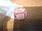 Vintage 1929 Pa  Fishing Button License With Paper