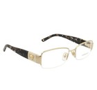 Versace Designer Half Rim Rectangular Eyeglasses Gold Metal Tortoise Temples