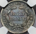 1850 Au58 Ngc Seated Half Dime Nice Orange And Blue Tone