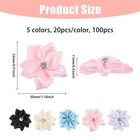 100 Pcs 5 Colors Satin Ribbon Flowers With Rhinestone Appliques For Cloth Hai   