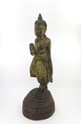 Antique Carved Wood   Gilt Burmese Or Cambodian Buddha Statue 19 25  X 6 25 