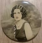 Antique Early Pocket Mirror With Image Of Woman-flapper 