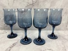 Vintage Tulip Dusky Blue Wine Water Glasses 6 1 2  Tall Goblet Set Of 4