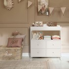 White Changing Table Dresser With 4 Fabric Drawers And Open Shelf  Baby Dress   