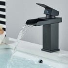Matte Black Waterfall Bathroom Faucet Sink Vanity Mixer Taps Single Handle 1hole