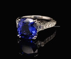 4ct Cushion Cut Blue Tanzanite   Lab-created 1 00ct Diamonds Solitaire Ring Fn