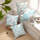  Set Of 4 New Living Series Leaf Geometric 22  X 22   pack Of 4  Water Blue