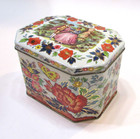 Vintage 1970 s Daher Tin Box Victorian Couple Floral Butterfly 4x6 Metal England