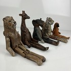 5 Tiger Lion Giraffe Elephant Shelf Sitter Jointed Handcrafted Woodfolk Art