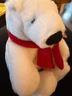 Vtg Coca Cola Polar Bear With Coke   Bottle White Plush Toy  Sitting