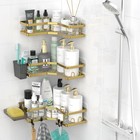 Corner Shower Caddy Bathroom Organizer  Adhesive Shower Rack Bathtub Shelves    
