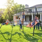 Metal Swing Set Playground Set Outdoor Kids Backyard Swing Seat Climbing Ladder