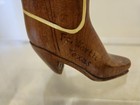 Vtg Souvenir Fort Worth Texas Cowboy Boot  wood  Detailed Hand Painting 4  Tall