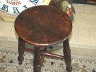 1890s Antique Victorian Sturdy Tall Primitive Dark Oak Stool