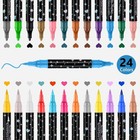 24 Colors Dual Tip Acrylic Paint Marker Pens Set  Multifunctional Acrylic Tips
