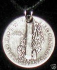  17mm Vintage Antique Mercury Dime 900 Silver Coin Pendant Charm Necklace 