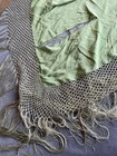 Antique Green Silk Fabric Piano Scarf Tattered Tablecloth Poor Cutter Condition