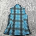 Roper Vest Full Zipper Women M Soft Shell  Fleece Lining Pockets Geo Print Teal
