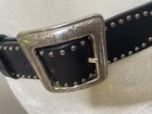 Brighton Women s Size 34 L Black Wide Leather Belt Silver Studded Boho