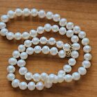 Vintage White Akoya Pearl Beaded Necklace 14k Yellow Gold Filigree Safety Clasp