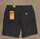 New Womens Carhartt Canvas Work Shorts 12 Gray Loose Fit Rugged Flex