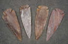 4 Thin Bent 3  Flint Arrowhead Spear Project Point Knife Blade Bb787