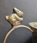 Vintage Brass Abc Alphabet Child s Cup Bunny Rabbit Handle Nursery Decor 2 5 