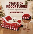 Dog Bed Cat Christmas Holiday Sleigh Comfy Plush Xmas Pet Bed