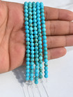 Natural Blue Turquoise Gemstone Beads 4mm Round Polished Strand Genuine Stone