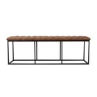 52 25  Large Upholstered Bench With Button Tufted Light Brown Faux Leather