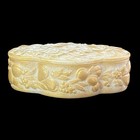 Antique Victorian Style Gold Milk Glass Trinket Dresser Vanity Jewelry Box 1920s