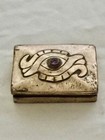 Vintage Pill Trinket Box Silver And Amethyst Taxco