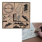 Map Making Stamp Kit mountains Rivers Forests Buildings Wooden Mounted Stamps Jq
